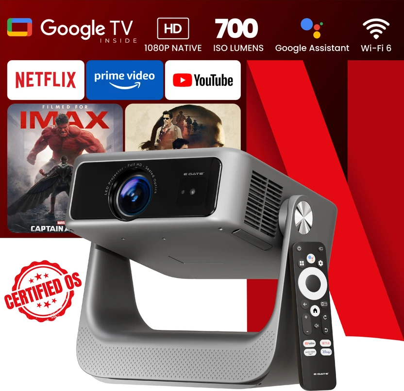 Egate Zen 7X Auto Projector,Google TV, Dustfree,Dolby Audio|1080p...more