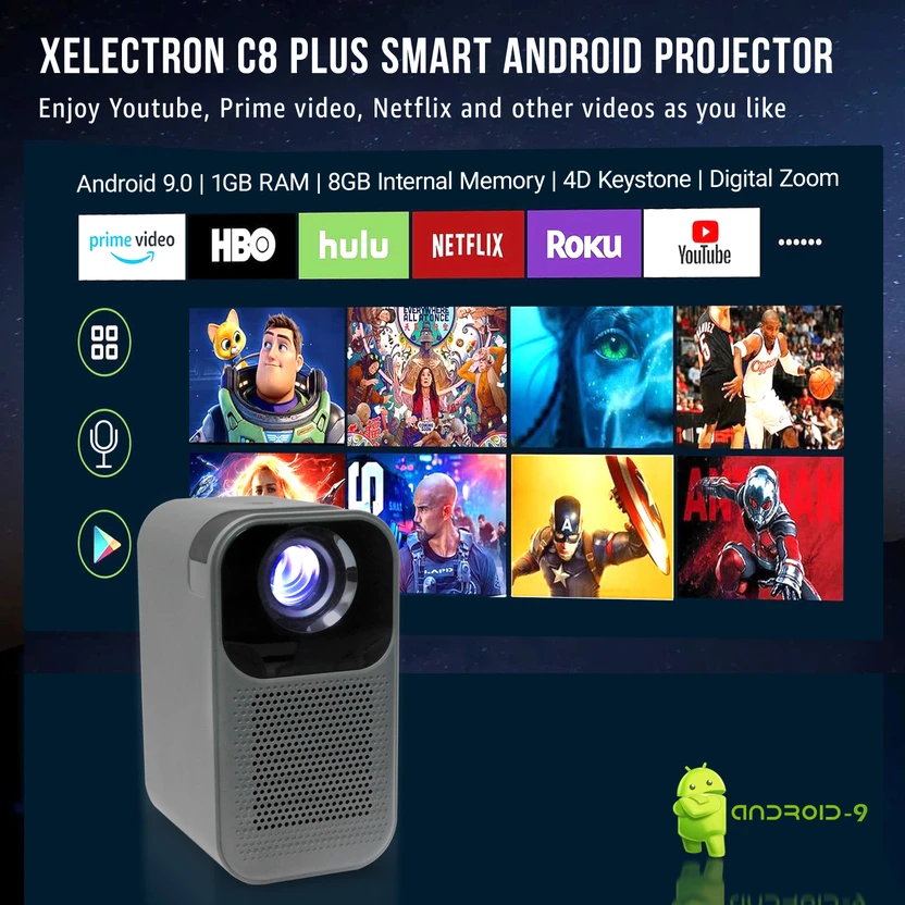 XElectron C8 Plus (8400 lm / 1 Speaker / Wireless) Android 720p N...more