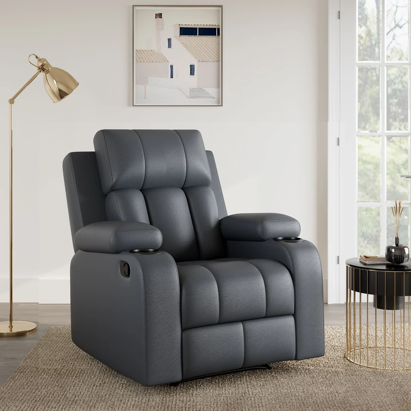 SNUZSPACE Leatherette Manual Recliner (Finish Color - Grey, DIY(D...more