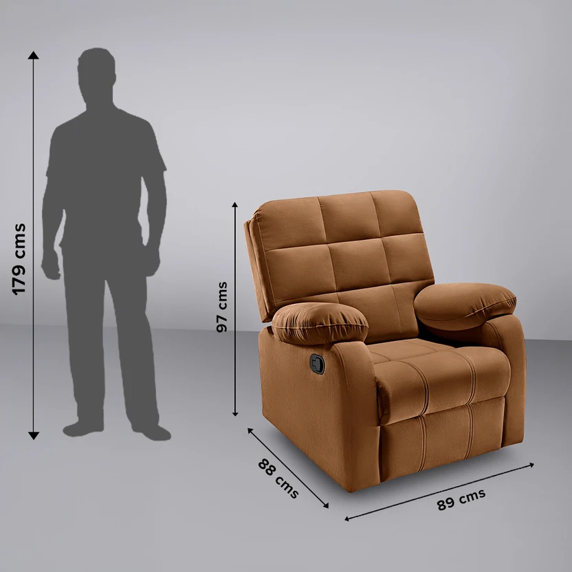 Sleepyhead Fabric Manual Recliner (Finish Color - Mocha Brown, DI...more