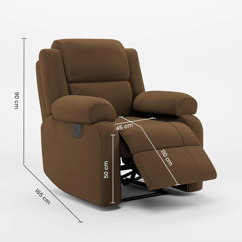 GREEN SOUL Comfy |Single Seater Recliner Sofa with Suede Fabric| ...more