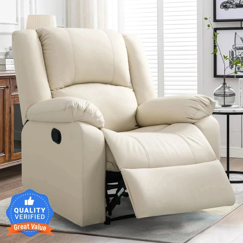 Seventh Heaven Leatherette Manual Recliner (Finish Color - Beige,...more