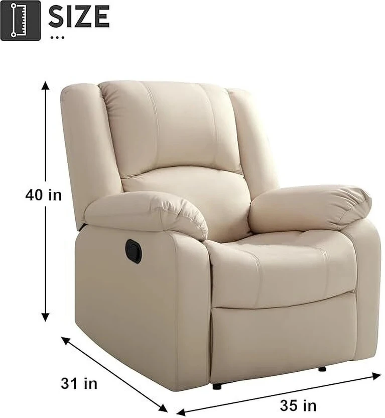Seventh Heaven Leatherette Manual Recliner (Finish Color - Beige,...more