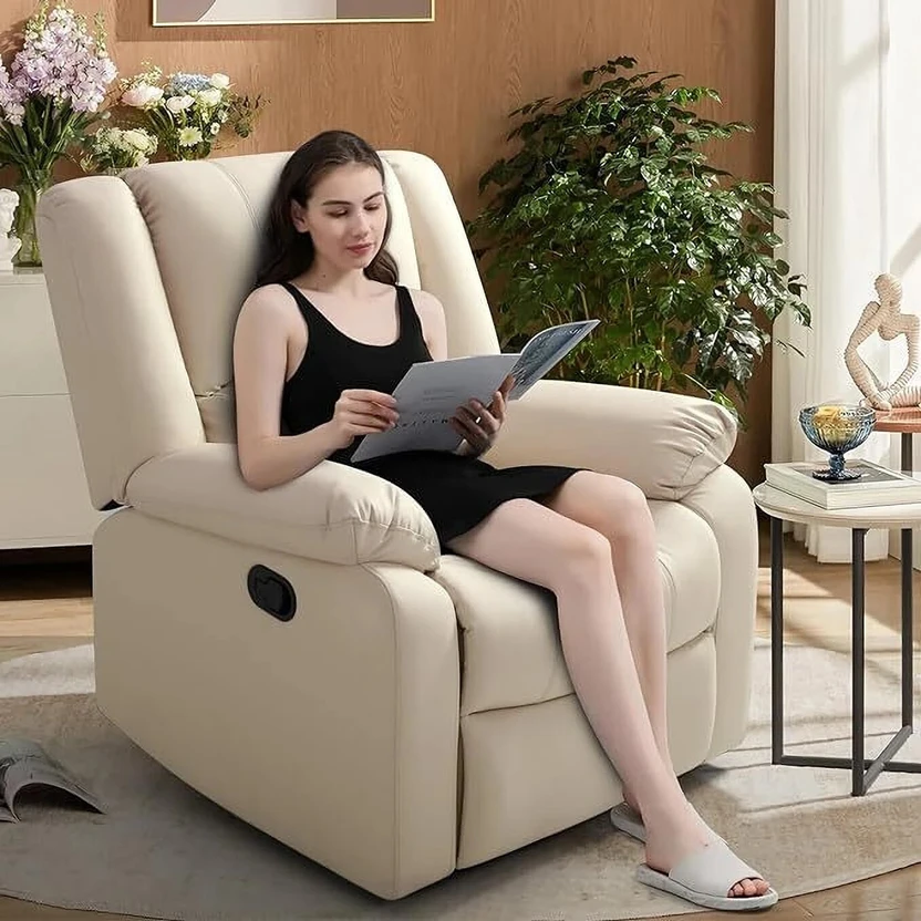 Seventh Heaven Leatherette Manual Recliner (Finish Color - Beige,...more