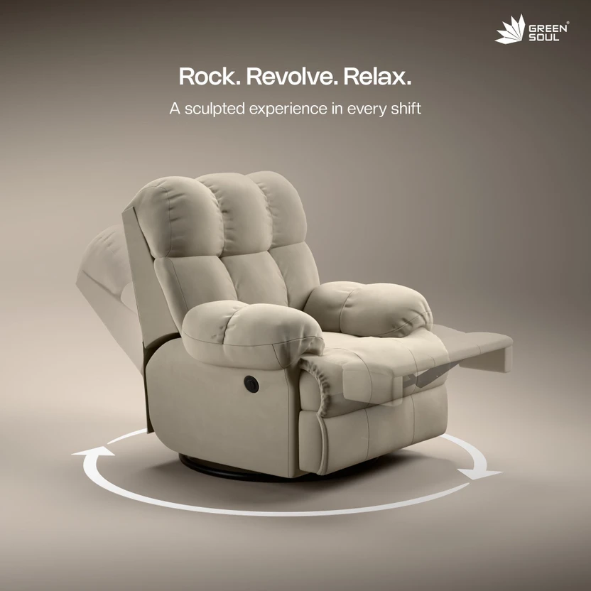 GREEN SOUL Shangri-la|R3| Fabric Powered Swivel & Rocker Recliner...more