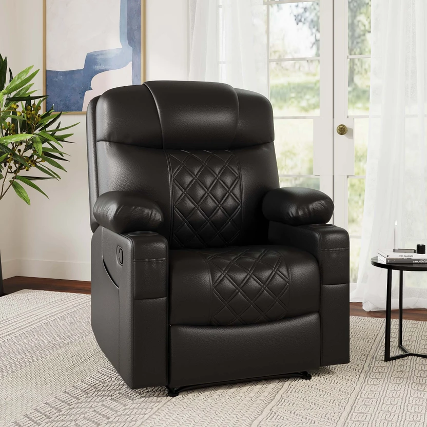 Atharv Homes Leatherette Manual Recliner (Finish Color - Black, D...more