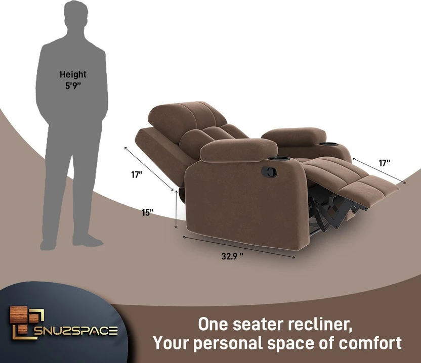 SNUZSPACE Fabric Manual Recliner (Finish Color - Brown, DIY(Do-It...more
