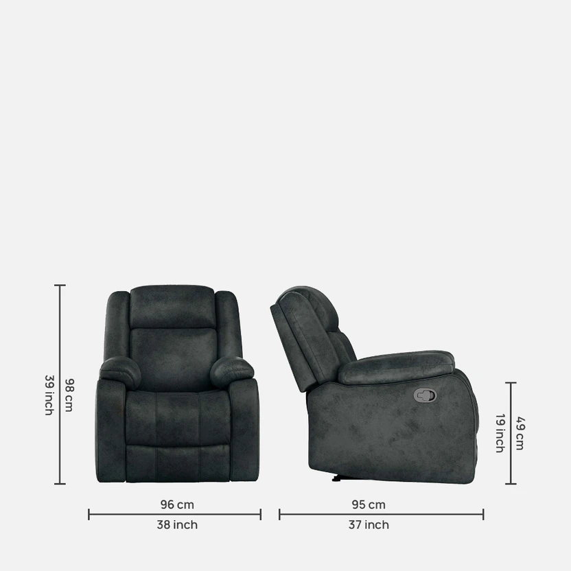 DUROFLEX Single Seater Avalon Suede Fabric Manual Recliner (Finis...more
