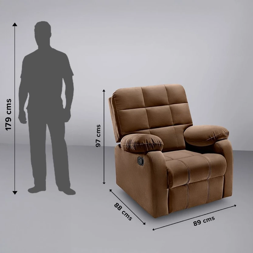 Sleepyhead Fabric Manual Recliner (Finish Color - Cocoa Brown, DI...more