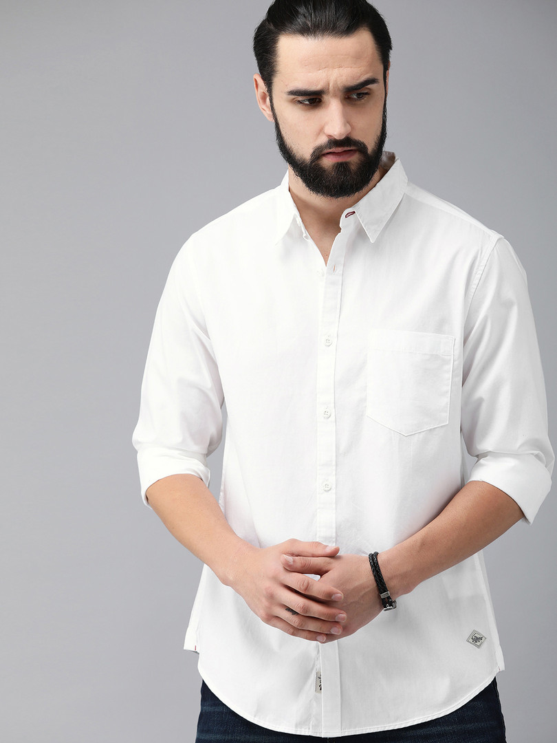 Shirt Roadster Men White Casual Shirt