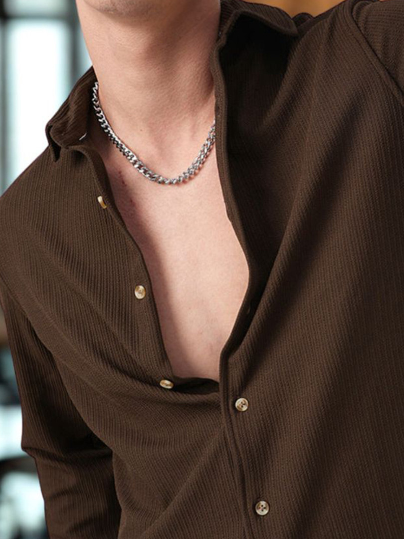 INDICLUB Spread Collar Long Sleeves Shirt