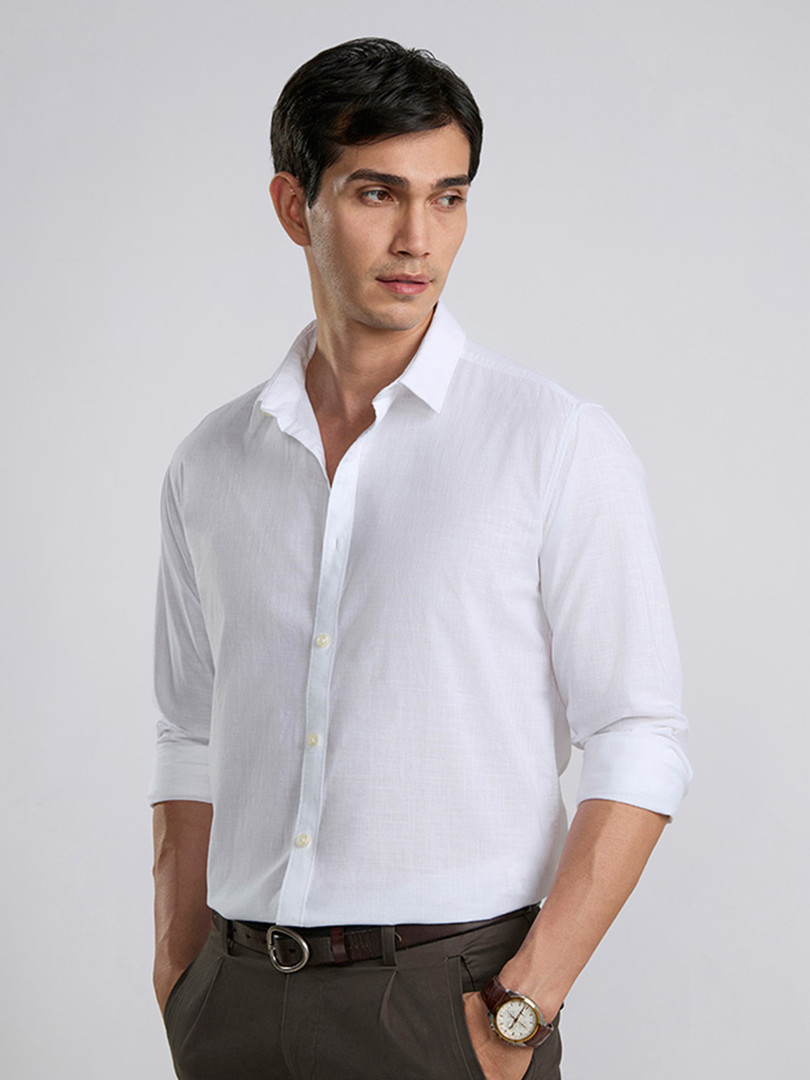 KINGDOM OF WHITE Pure Cotton Stay White Casual Shirt