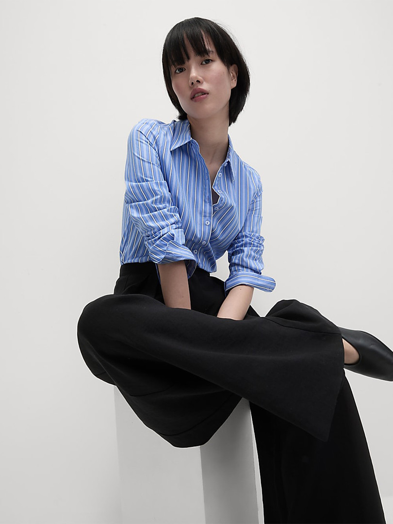 Shirt Marks & Spencer Women Relaxed Fit Spread Collar Geometric Printed Cotton Casual Shirt
