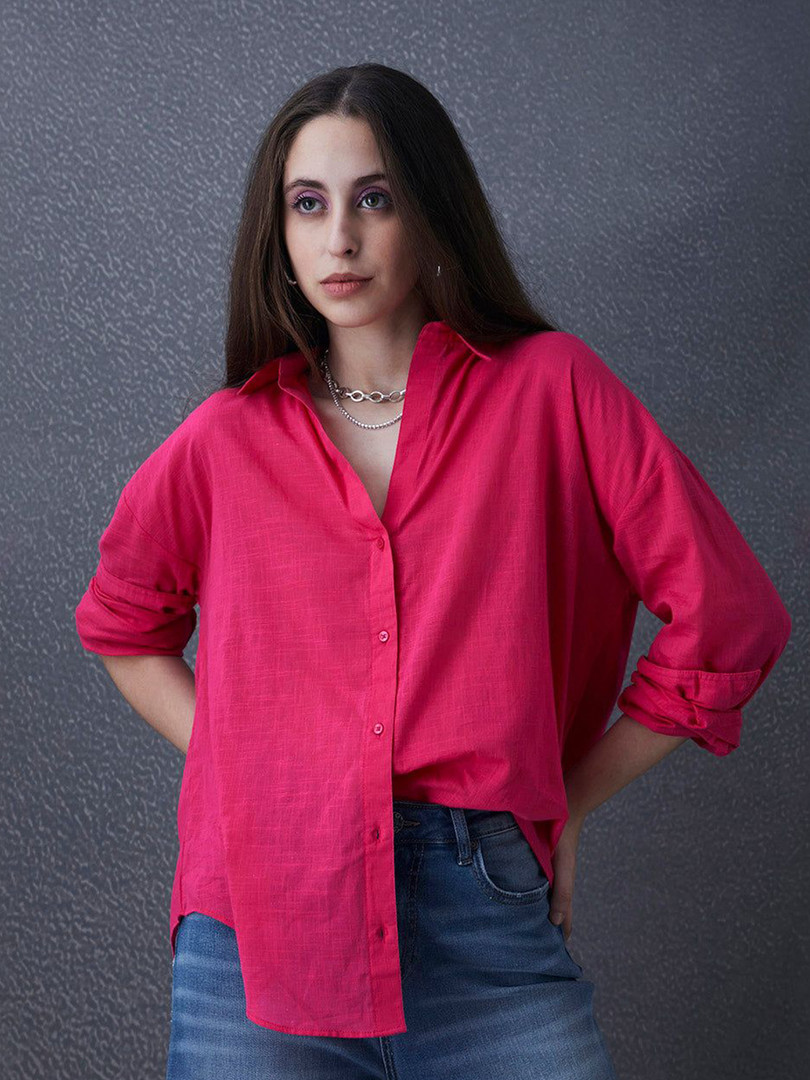 Shirt VOLTEDGE Women Oversized Opaque Striped Shirt