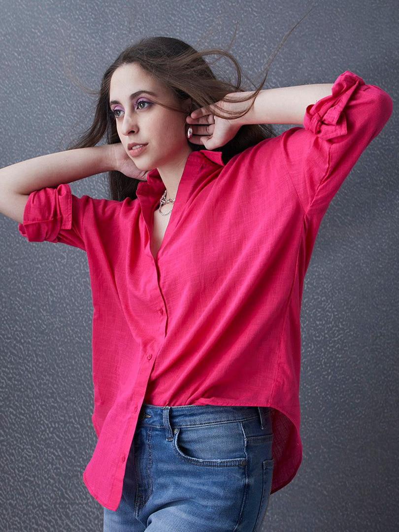 VOLTEDGE Women Oversized Opaque Striped Shirt