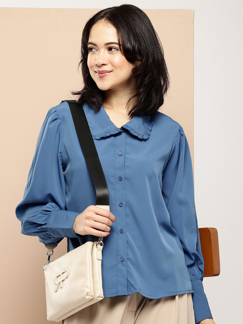 Shirt all about you All About You Puff Sleeves Peter Pan Collar Opaque Casual Shirt