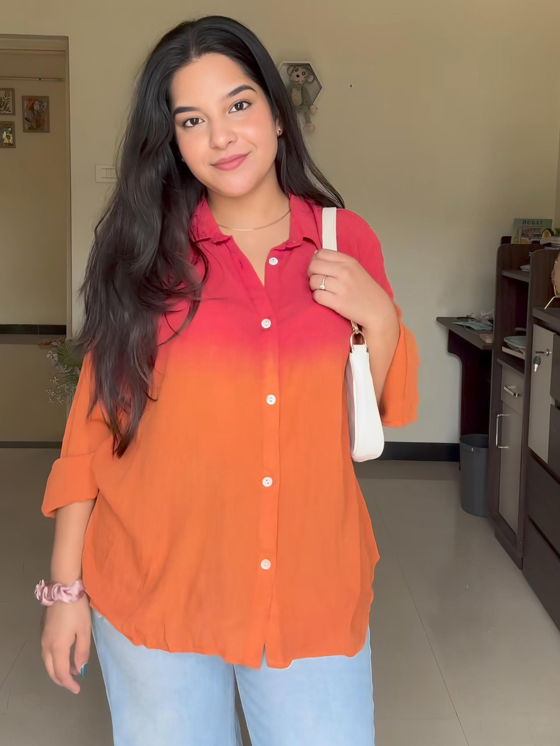 Maaesa Tie & Dyed Relaxed Fit Spread Collar Shirt
