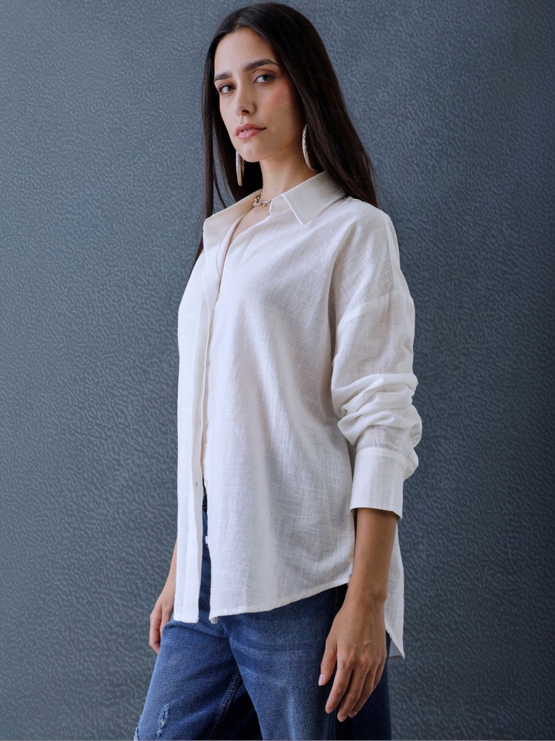 VOLTEDGE Women Oversized Cotton Casual Shirt
