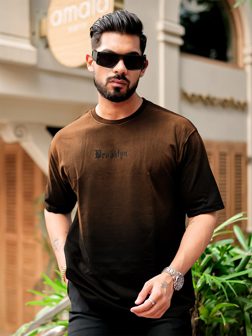 Maniac Men Dyed Round Neck Cotton Oversized T-shirt