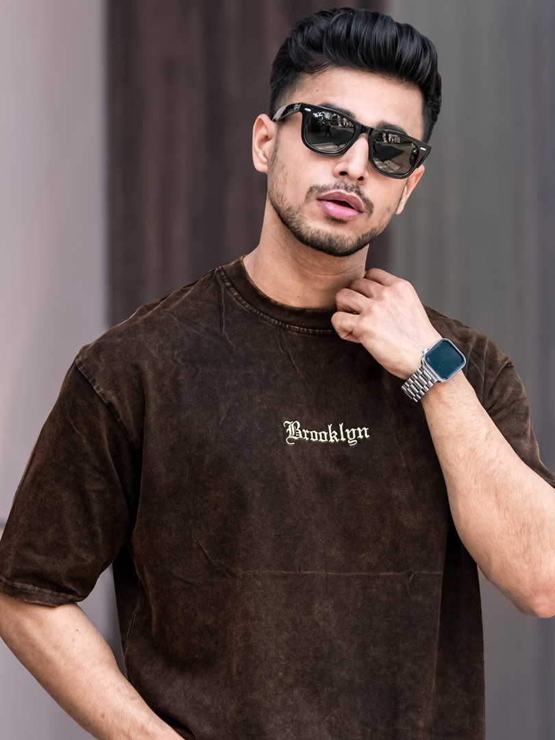 T-shirt Maniac Men Washed Round Neck Cotton Relaxed Fit T-Shirt