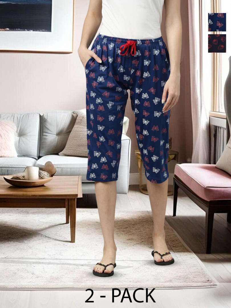 Kryptic Women Pack of 2 Printed Lounge Capris