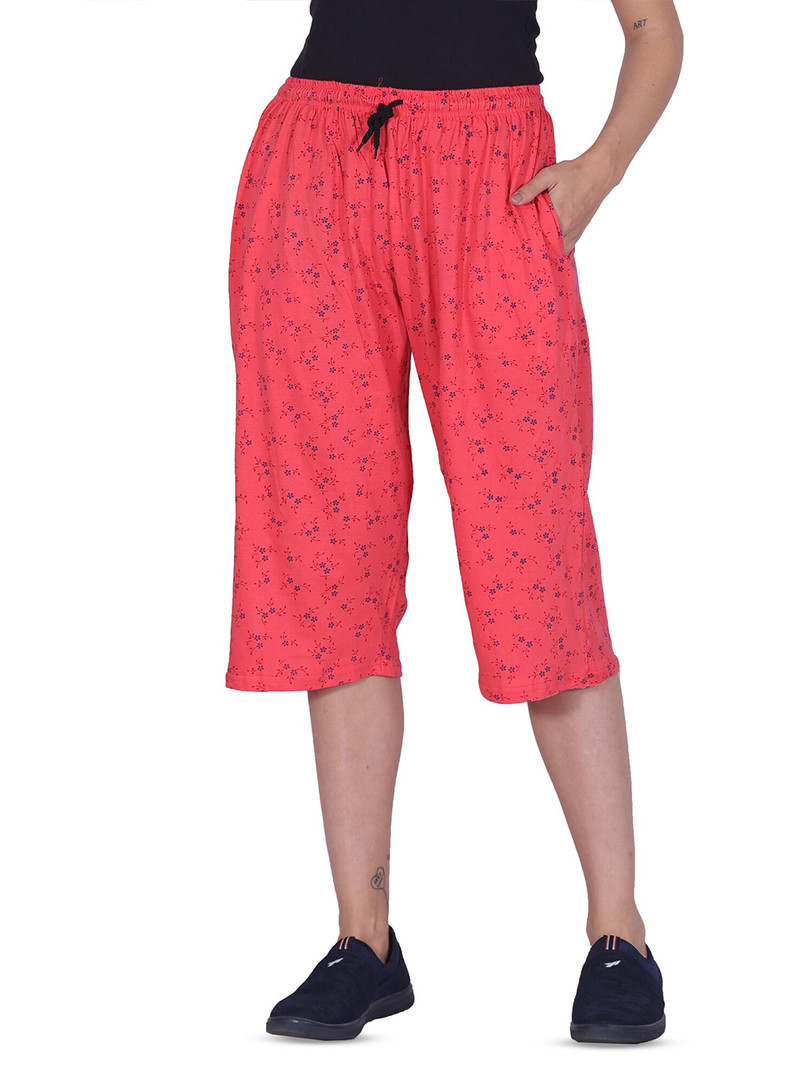 BAESD Pack Of 2 High-Rise Printed Loose Fit Pure Cotton Capris