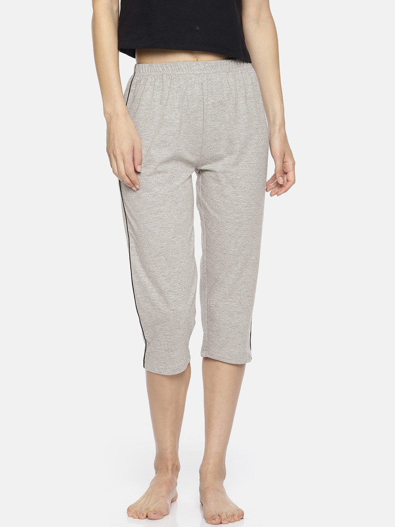 Espresso Women Pack of 2 Grey & Navy Blue Solid Capris ESP-4000-CAPRI-2-NGM