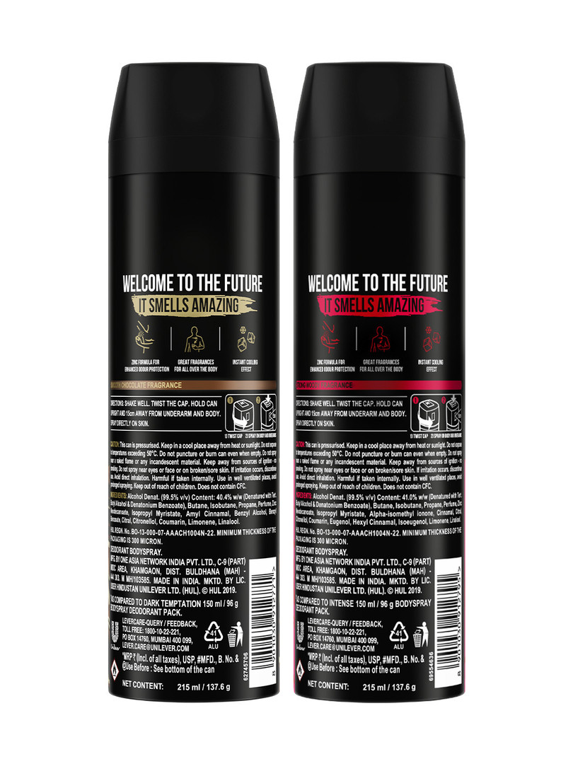 AXE Men Set of Dark Temptation & Intense Deodorant Spray - 215ml each