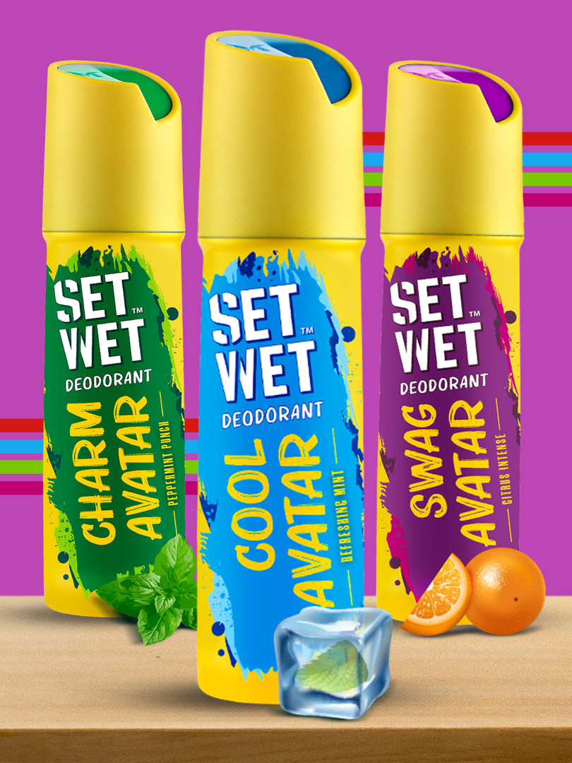 Set Wet Men Set of Cool - Charm & Swag Avatar Deodorant Body Spray Perfume - 150 ml Each