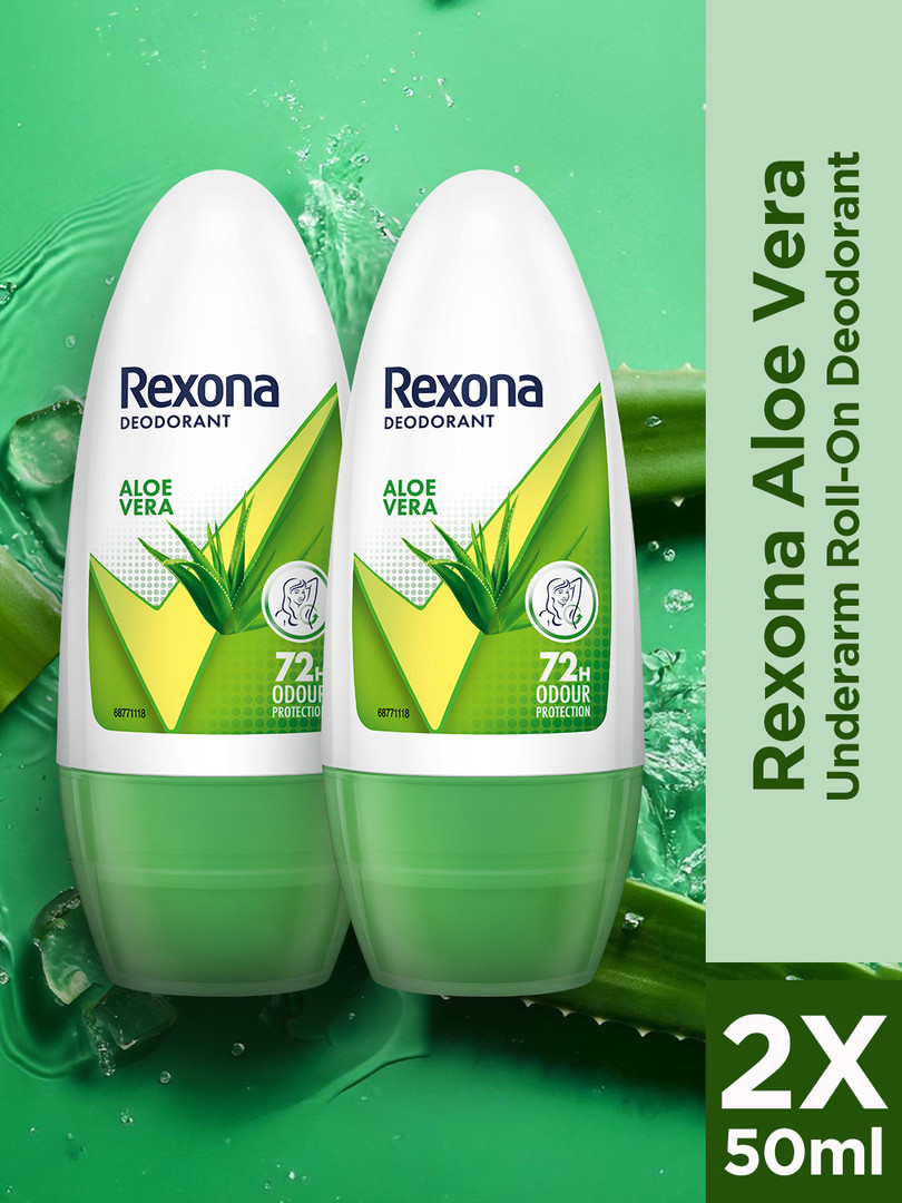 deodorant REXONA Pack of 2 Aloe Vera Underarm Roll On Deodorant For Women - 50ml Each
