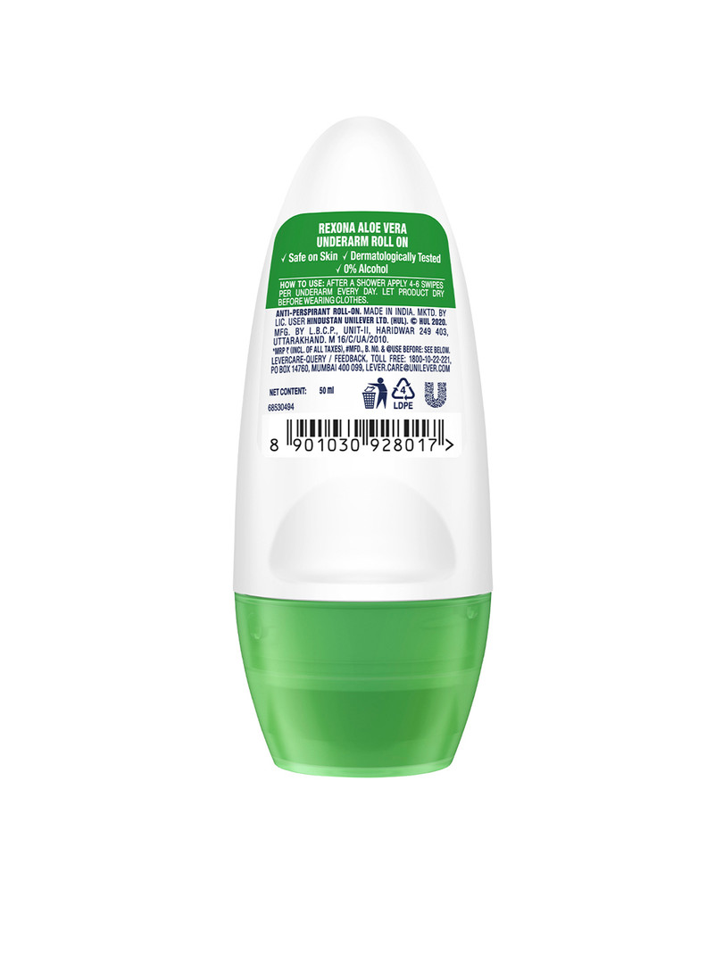 REXONA Pack of 2 Aloe Vera Underarm Roll On Deodorant For Women - 50ml Each