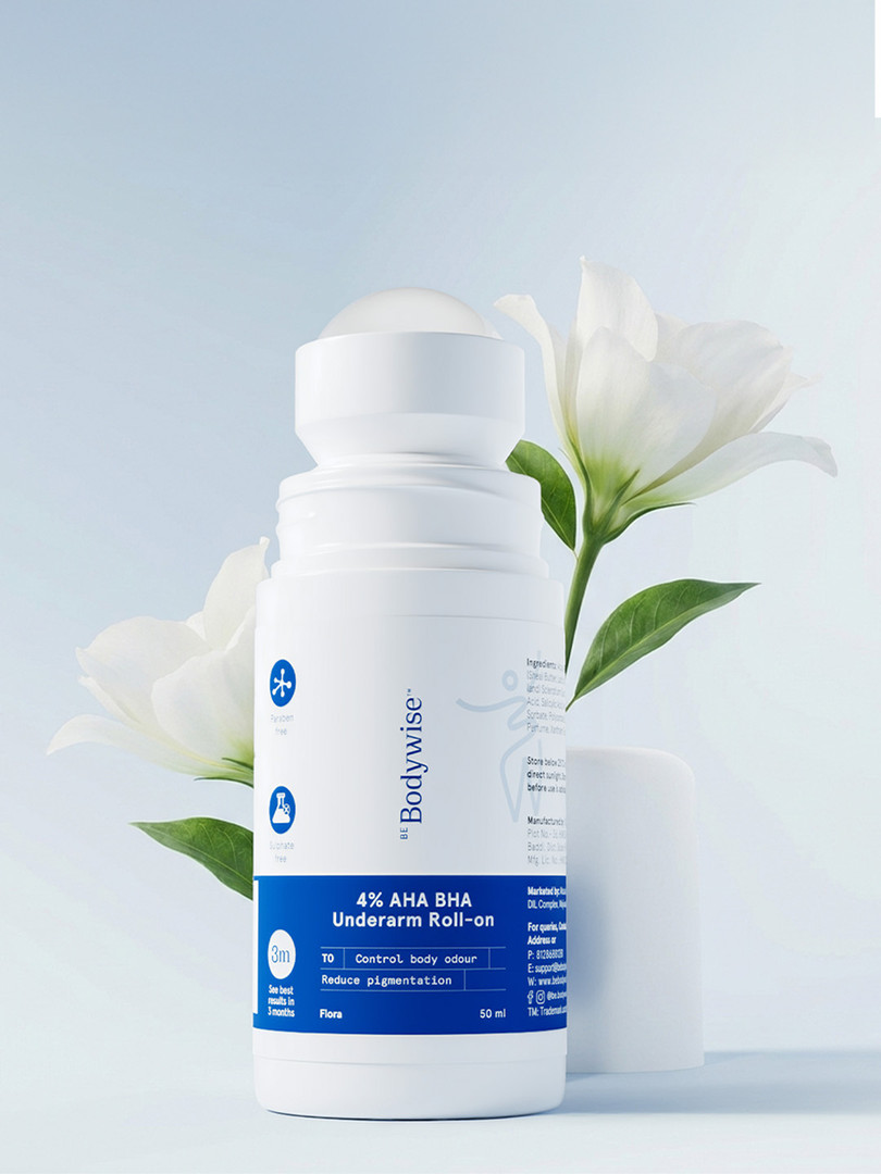 deodorant Be Bodywise 4% AHA BHA Underarm Roll On - Floral Fragrance & Fades Pigmentation-50ml