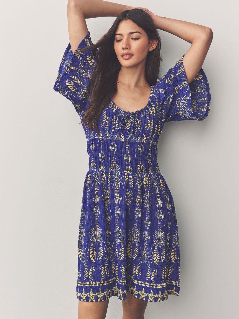 dresses NEXT Printed Smocked Seersucker A-Line Dress