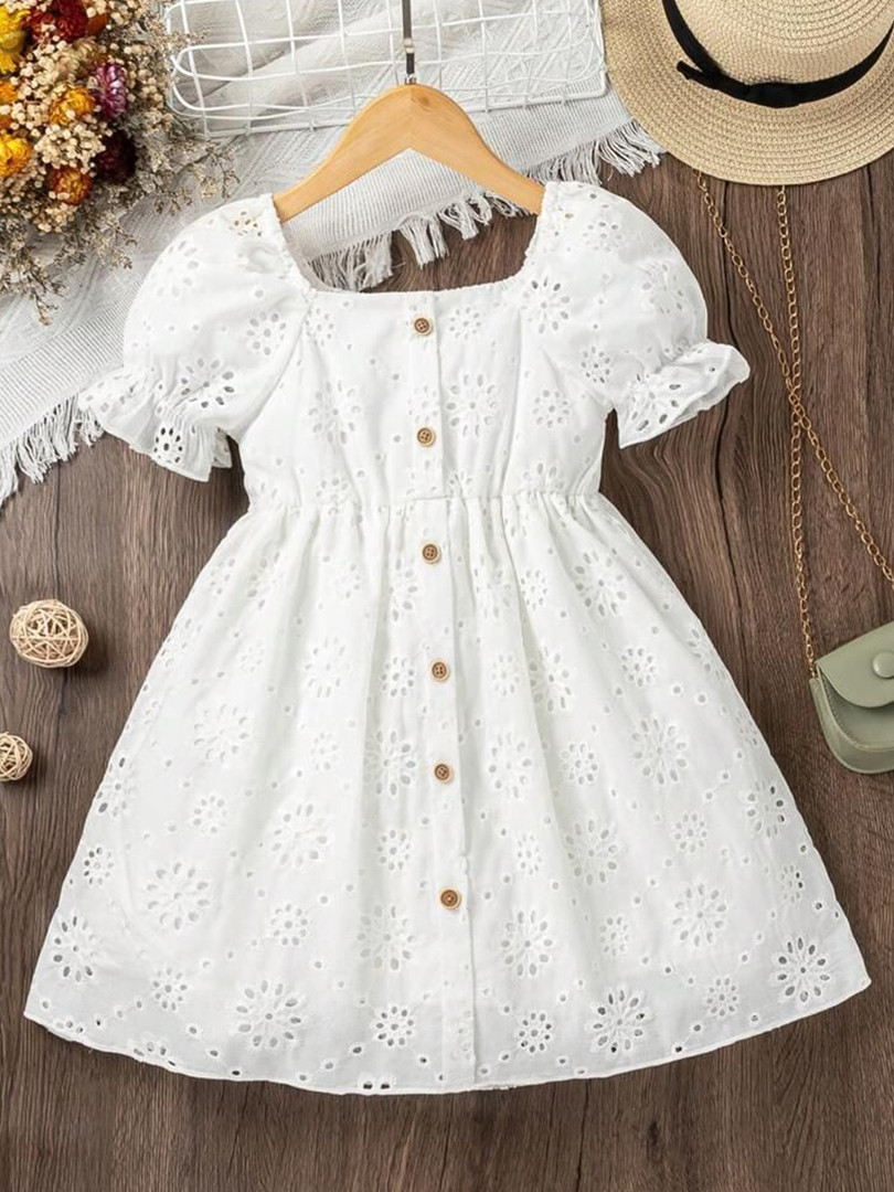 dresses BAESD Girls Square Neck Schiffli Empire Dress