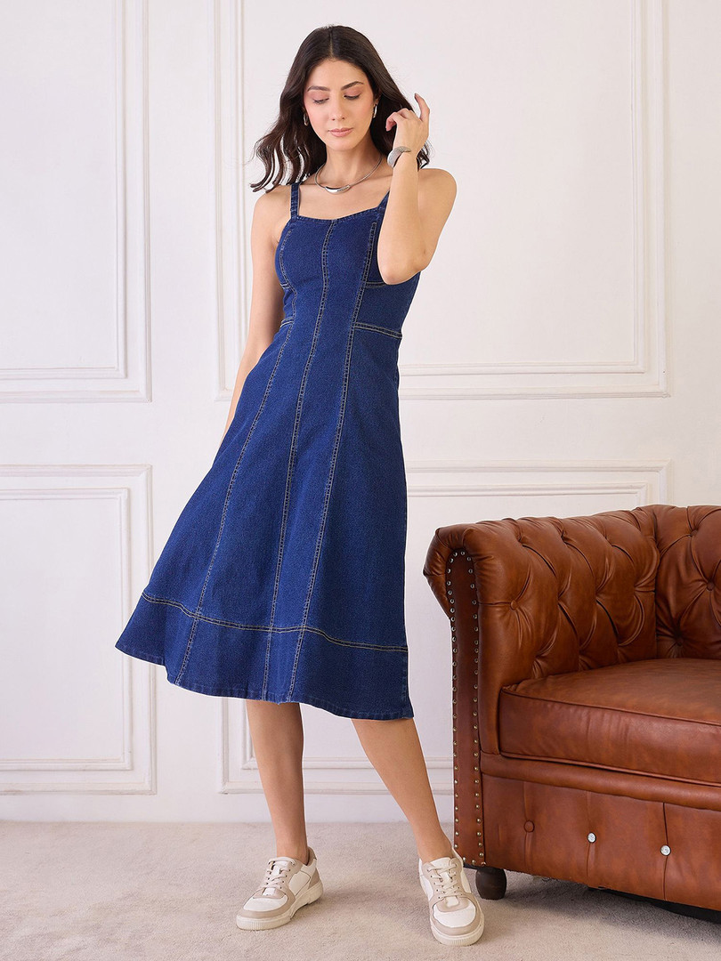 Orchid Blues Denim A-line Midi Dress