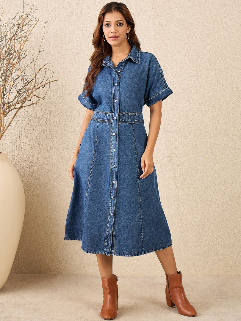 Chemistry Women Denim Shirt Midi Dress