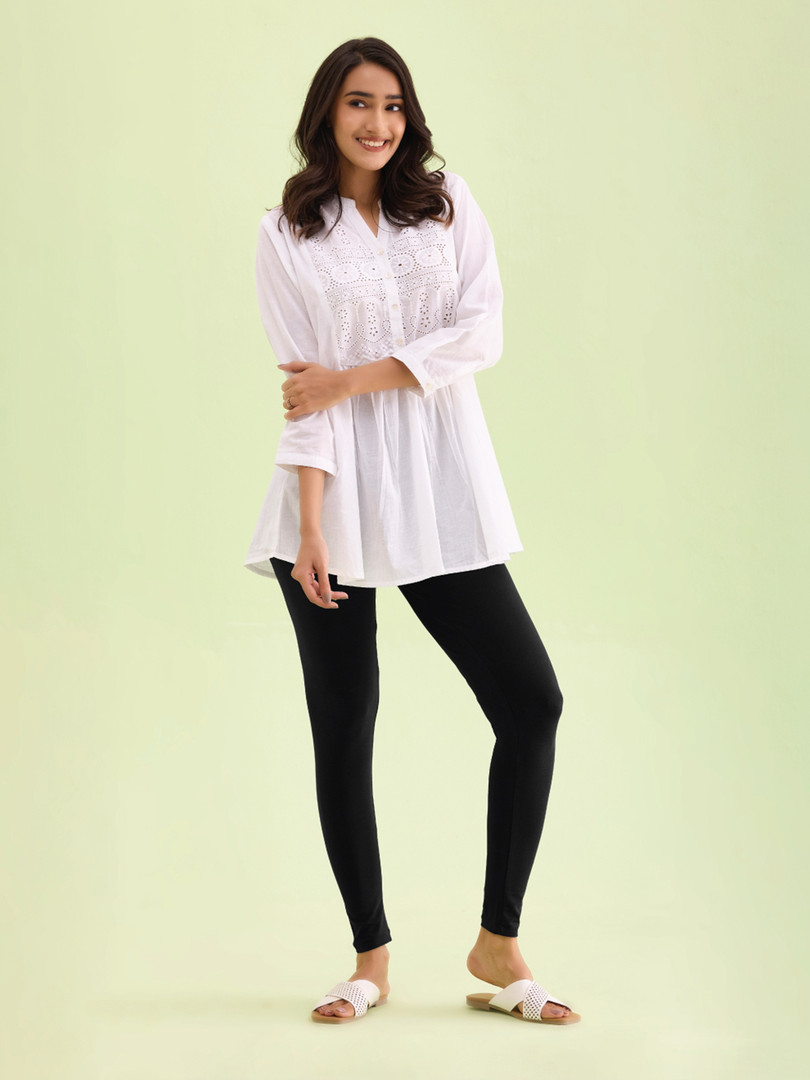 Go Colors Women Black Solid Ankle Length Leggings