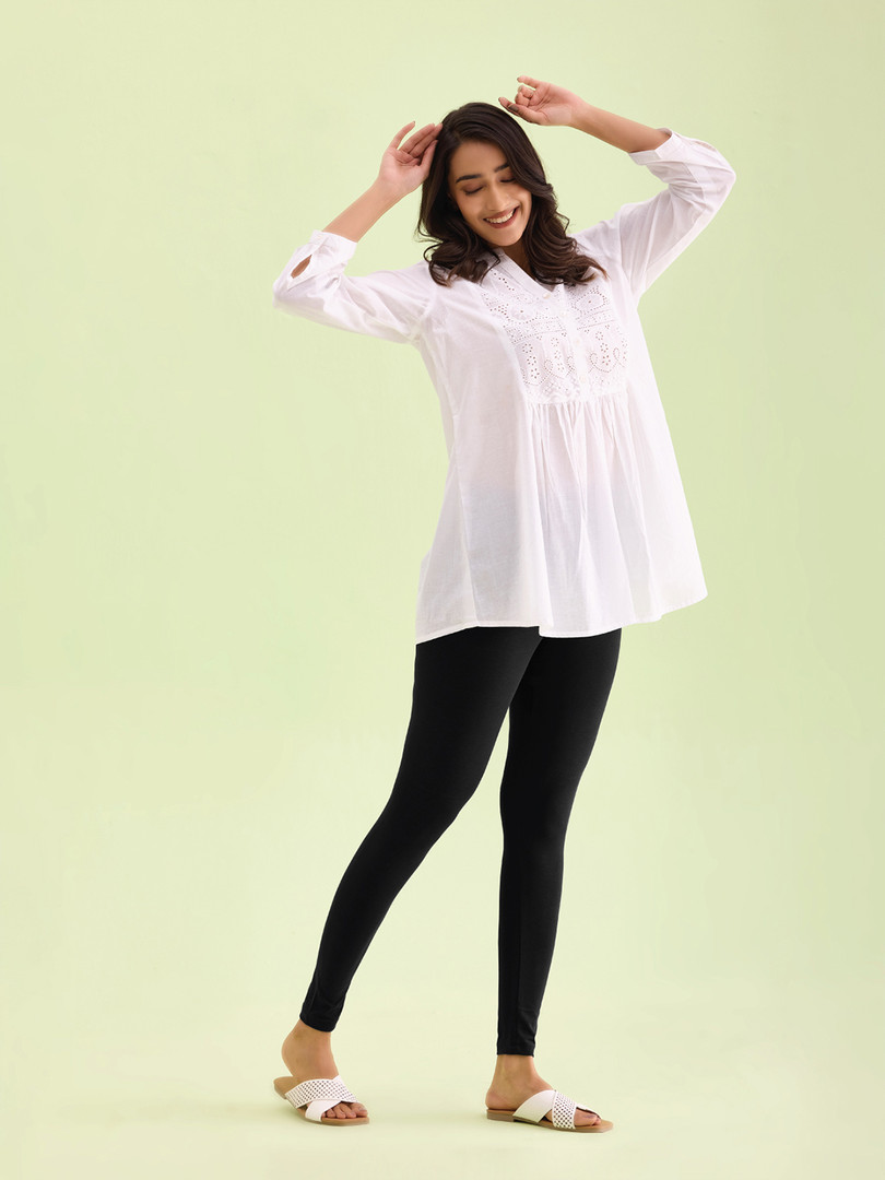 Go Colors Women Black Solid Ankle Length Leggings
