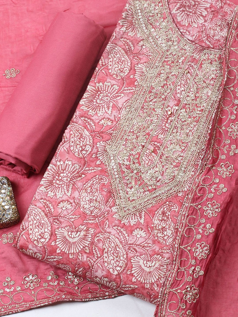 Meena Bazaar Printed Unstitched Dress Material