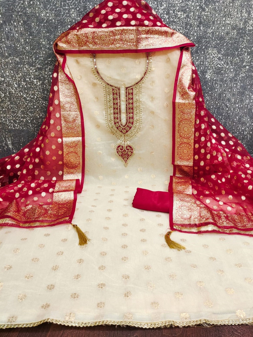 KALINI Embroidered Pure Cotton Unstitched Dress Material