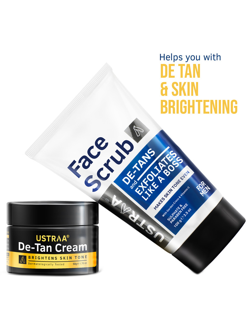 Ustraa De-Tan Kit - Men Face Cream 50g & Face Scrub 100g
