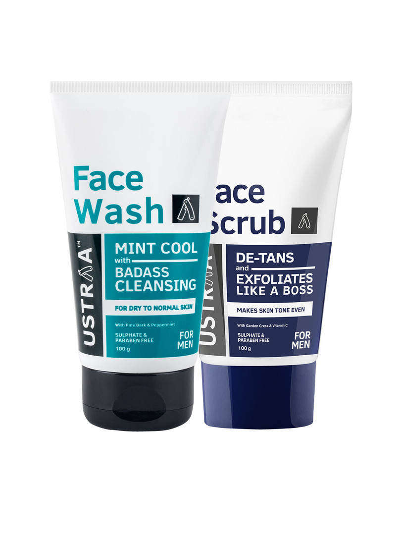 facewash Ustraa Men Face Wash & Scrub De-tan Combo 100g each