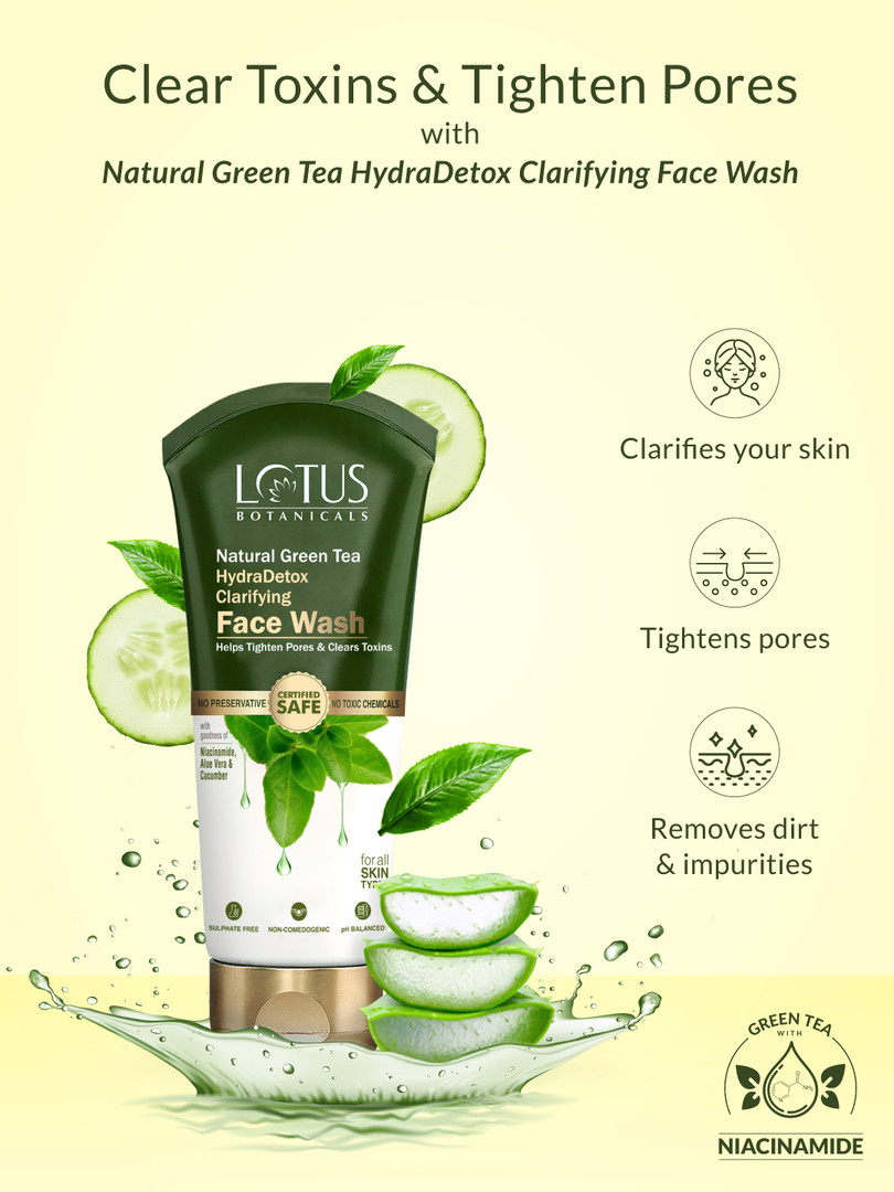 Lotus Botanicals Natural Green Tea HydraDetox Clarifying Face Wash with Niacinamide-100 ml