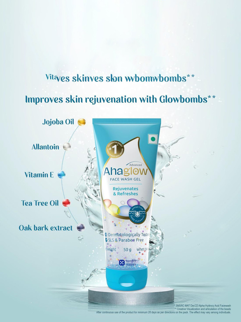Ahaglow 1% Glycolic Acid Advanced Face Wash Gel - 50 g