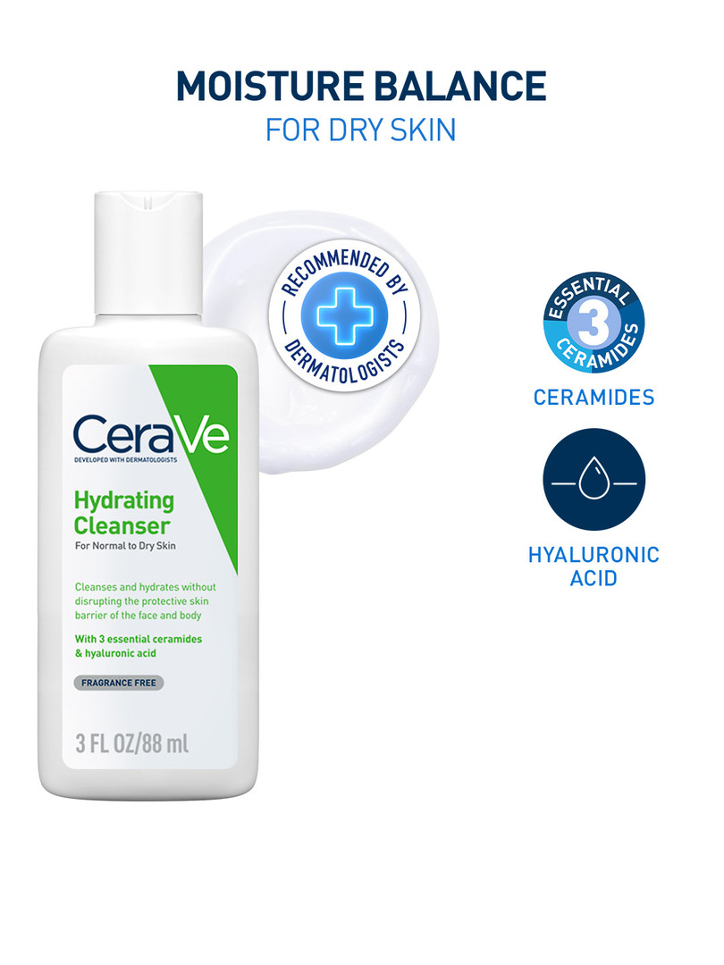 CeraVe Hydrating Cleanser For Dry Skin with Ceramides & Hyaluronic Acid- 88ml