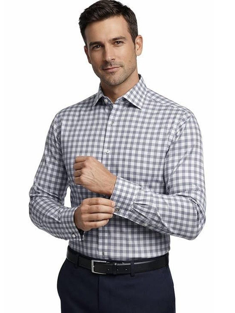 LIVIK APPAREL Gingham Checks Spread Collar Cotton Shirt