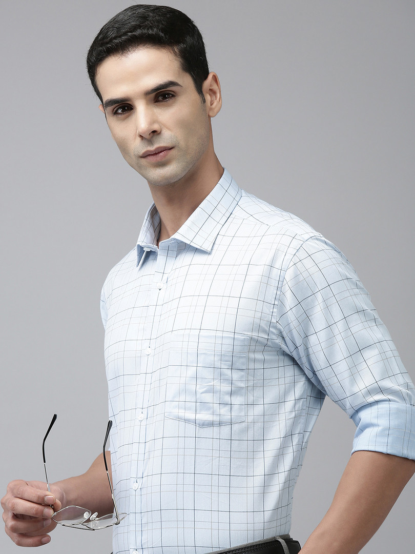 Park Avenue Men Slim Fit Tartan Checks Opaque Pure Cotton Formal Shirt