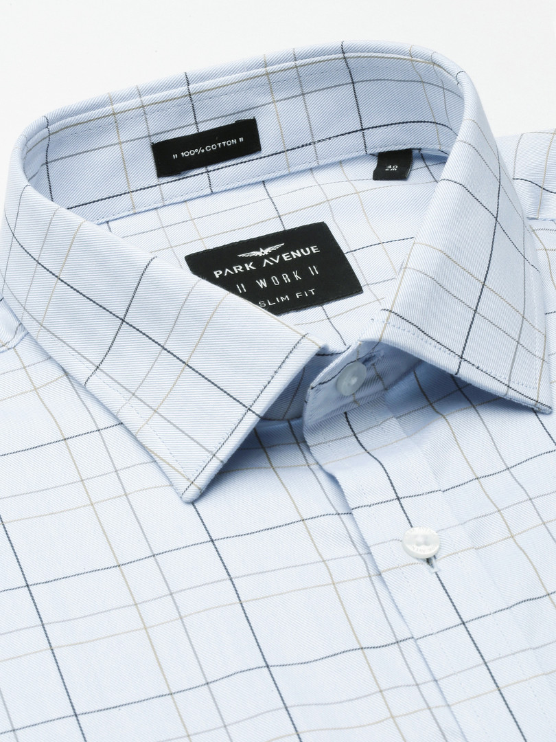 Park Avenue Men Slim Fit Tartan Checks Opaque Pure Cotton Formal Shirt