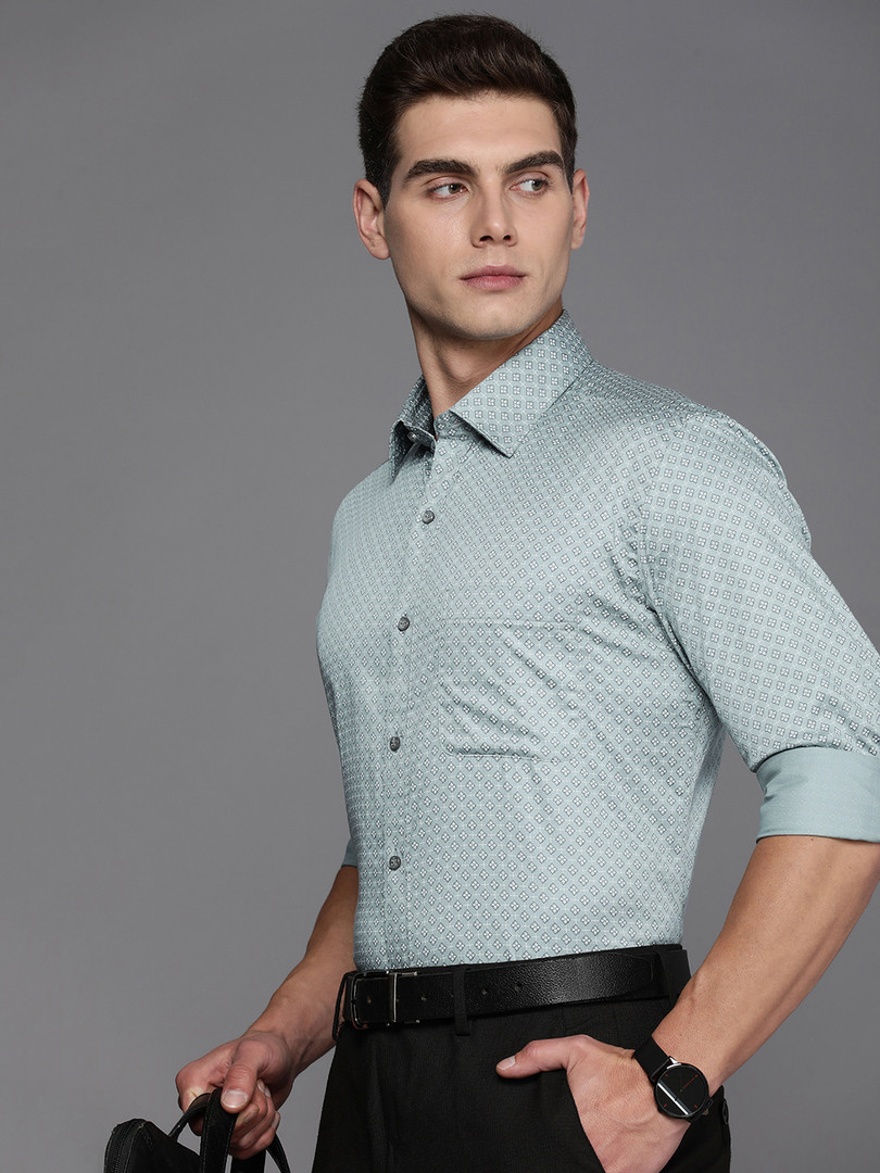 Raymond Pure Cotton Slim Fit Floral Opaque Printed Formal Shirt
