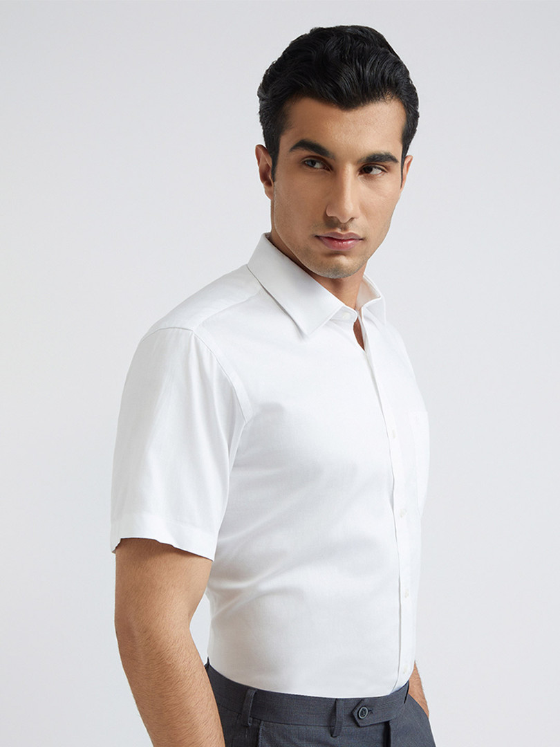 Raymond Opaque Short Sleeve Pure Cotton Formal Shirt